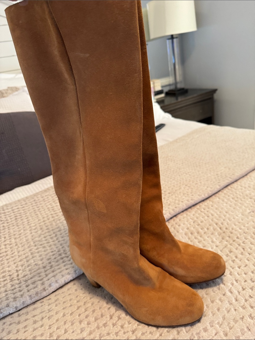 Madison Martin Women's Tall Suede Boots in Chestnut Brown made in Italy 38